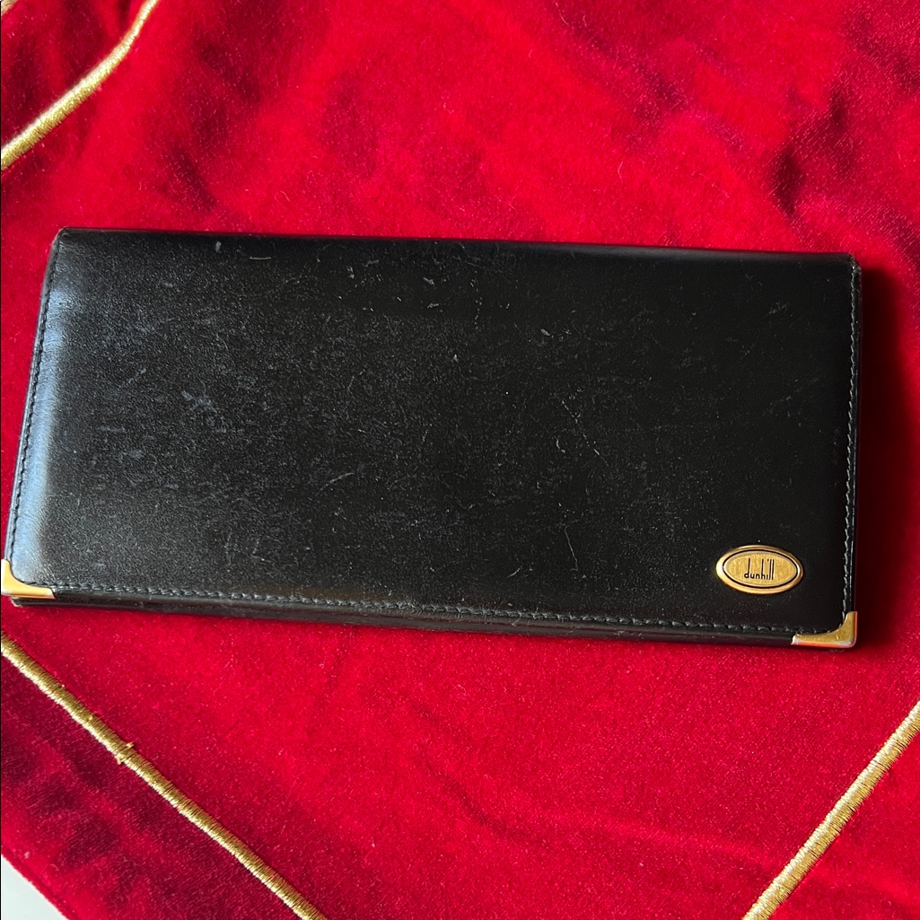 Dunhill Black Leather Key  Card Holder With Gold Accents